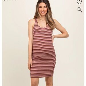 Burgundy Striped Rib Knit Maternity Dress L
